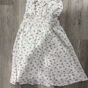 SHEIN White Mini Dress with Red Cherry Print